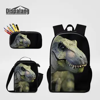 Dispalang Hayvan Dinozor Okul erkekler için sırt çantası 3 ADET Çanta Seti Okul çocuk Schoolbag Kalem Kutusu İle Erkek Gıda Çantası 9