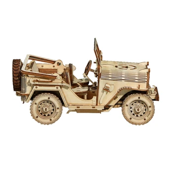 DIY Asker Arabalar Ahşap Bulmacalar Çocuk Askeri Ww2 Araç Yapı Taşları Ölçekli Modeller İnşaat Yetişkinler için 3d Klasik Jeep