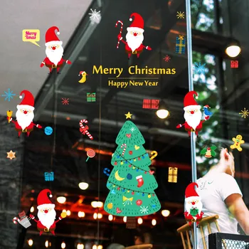 DIY merry christmas duvar çıkartmaları dekorasyon noel baba hediyeler ağacı pencere duvar çıkartmaları çıkarılabilir vinil duvar çıkartmaları noel dekor