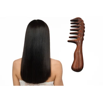 Dolaşık Açıcı İçin 2X Saç Tarağı - Kıvırcık Saçlar için Geniş Diş Ahşap Tarak-Statik Doğal Ahşap Sandal Ağacı Tarağı Yok 9