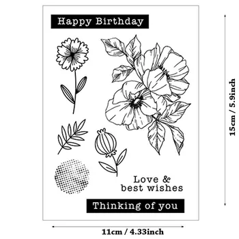 Doğum günü Çiçekleri Şeffaf Şeffaf Silikon Pullar DIY Scrapbooking Malzeme Kabartma Dekorasyon Albümü Kartı 18