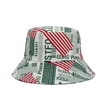 Dört Mevsim Pamuk 5 Stilleri Bayrak Baskı Kova Şapka Balıkçı Şapka Açık Seyahat güneşlikli kep Erkekler ve Kadınlar için 384 21