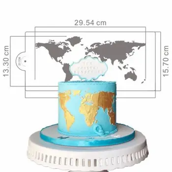 Dünya Haritası Tasarım kek kalıbı Plastik Kek Sınır Şablonlar DIY Çizim Dantel Şablon Kek Kalıbı Kek Dekorasyon Aracı