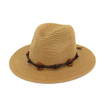 Düz Saman Örgü Yaz Caz Fedoras Şapka Retro Zincir Moda plaj şapkası Düz Ağız Parti Resmi Üst Panama Kap erkekler kadınlar için 20
