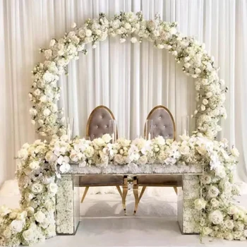 Düğün töreni fon için AÇLIK Daire düğün arch beyaz güller çiçek kemer  20