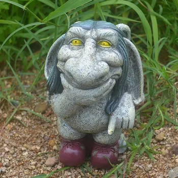 Düşünme Gnome Troll Bahçe Heykeli Dekor, Alaycı Çim Troll Bahçe Cüce, Yard Sanat Açık Dekorasyon için, Veranda, Çim, Bahçe Hediye 7