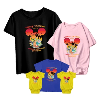Ebeveyn-çocuk Giyim Disney Minnie Ve Papatya Karikatür Baskı T-shirt Moda Rahat Yetişkin Unisex Bebek Kız Erkek Eğlence Tatil 2