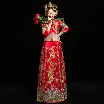 El yapımı Düğme Kadife Cheongsam Yenilik Çin Resmi Elbise Sonbahar Kadın Qipao Mandarin Yaka 20