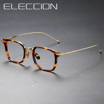ELECCION Vintage Gözlük Çerçeve Erkekler İçin Büyük Boy Yüksek Kaliteli Saf Titanyum Aceteta Çerçeve Gözlük Erkek Gözlük 8