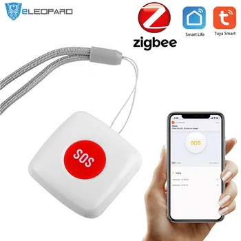 ELEOPARD TUYA ZigBee SOS Düğme Sensörü Alarm Yaşlı alarm Su Geçirmez Acil Yardım Alarmı Anahtarı ile Çalışmak Tuya Zigbee hub Akıllı 18