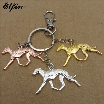 Elfin Moda Whippet anahtar zincirleri Altın Renk Gümüş Renk Hayvan Pet Anıt Köpek anahtarlıklar Takı Kadın Erkek İçin 21