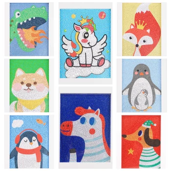 Elmas Sanat Çocuklar için Sevimli Küçük ve Kolay Hayvan 5D Elmas boyama kiti Kristal Taşlar Nakış Kız Erkek Yeni Başlayanlar için Sanat 6