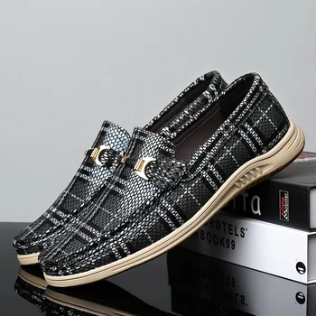 En Premium Klasik Loafer'lar Hakiki Deri Timsah Desen Erkek rahat ayakkabılar Lüks Marka Moccasins Slip-On erkekler sürüş ayakkabısı 2