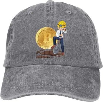 En Çok Satan 2021 Beyaz Bitcoin Sikke Madenciliği ve İşçiler Gri Beyzbol Kovboy Şapkaları Ayarlanabilir Unisex Kot Şapkalar Spor Açık 11