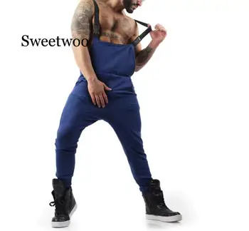 Erkek Cep Saf Renk Genel Tulum Streetwear Genel Askı Pantolon Sweatpant Hip Hop Pantolon Rahat Moda Pantolon 10