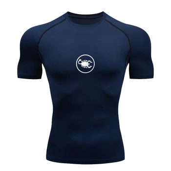 Erkek Formaları Spor Spor Bisiklet Egzersiz Eğitimi Baskı T-shirt Sıkıştırma Rashguard T Shirt Spor Koşu Koşu Erkek Gömlek 15