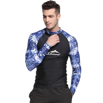 Erkek Moda Bölünmüş uzun kollu tişört Plaj Yüzme UV Koruma Hızlı Kuru Üst Su Sporları Sörf Yüzme Üst T-Shirt 3