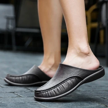 Erkek mokasen ayakkabıları Üzerinde Kayma Rahat yürüyüş ayakkabısı Tasarımcı Erkekler Yarım Terlik Rahat Yumuşak Terlik EVA Ayakkabı Flats Ayakkabı 17