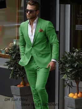 Erkek Takım Elbise Resmi Iş Tarzı 2 Parça Kostümleri Slim Fit Damat Smokin Moda Zarif Blazers Setleri erkek Düğün Giyinmiş 13