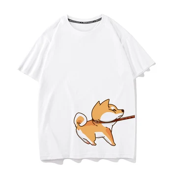 Erkek tişört Pamuk Karikatür Köpek Baskı Kısa Kollu Yaz Casual Kadın Erkek Moda Düz Renk Unisex Giyim Ücretsiz Kargo
