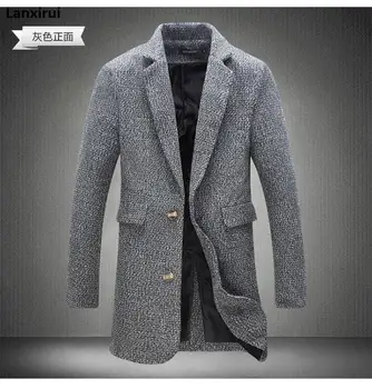 Erkek Trençkot Yeni Moda Tasarımcısı Uzun Erkek Ceket Sonbahar Kış Rüzgar Geçirmez İnce Trençkot Erkekler Jm10 8