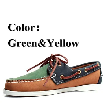 Erkekler Hakiki Nubuk Deri Docksides Tekne Ayakkabı, erkekler İçin Tasarımcı Sneakers Hommme Femme Sarı Yeşil Hombre Loafer'lar Y043 16