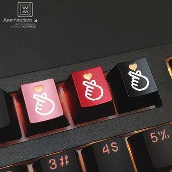 ESC Anahtar Kalp Tarzı Aşk Kişilik Klavye Tuş Saydam Yaratıcılık Tek R4 Mekanik Klavye Metal Anahtar Kap Buzlu Doku 10