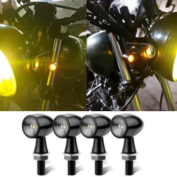 Evrensel Motosiklet led sinyal lambası Mermi Moto yanıp sönen ışık Led 12V Su Geçirmez Amber Flaşör sinyal ışığı Aksesuarları