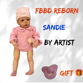 FBBD 60 cm Bitmiş Yeniden Doğmuş Bebek Bebek Sandie 100%El-Boyalı Sanatçı Tarafından Net Kan Damarları İle Sanat oyuncak bebekler Çocuklar İçin
