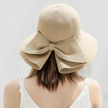 Geniş kenarlı Şapka Büyük plaj şapkası Panama kadın Hasır Şapka Koruma Katlanabilir güneş Koruma şapkası Tatil Açık Spor Şapka