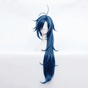 Genshin Darbe Kaeya Cosplay Peruk Uzun Mavi Anime Cosplay Peruk İsıya Dayanıklı Sentetik Peruk + Peruk Kap