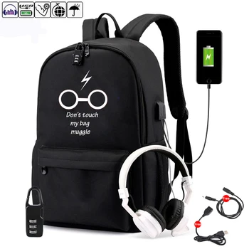 Gençler için sırt çantası Erkek Kız Aydınlık Çanta Anti-hırsızlık USB Şarj Seyahat Tuval Öğrenci okul çantası 15