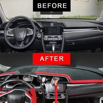 Gerçek Alcantara Araba Dashboard Honda Civic 2016-2021 için Mat Gölge yastık pedi Halı İç Aksesuarları Araba-styling 1