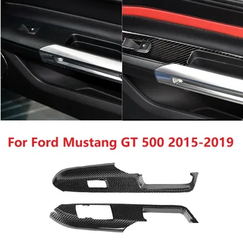 Gerçek Karbon Fiber Kapı Kolu Pencere Anahtarı Kontrol Paneli Fit Ford Mustang GT 500 2015-2019 İçin 4