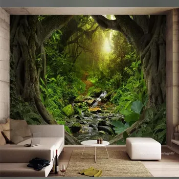 Gizemli orman akışı manzara 3d arka plan duvar üretiminde uzmanlaşmış duvar kağıdı duvar resimleri özel ev duvar