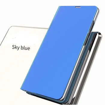 Gökyüzü Mavi Şeffaf Ayna telefon kılıfı Flip standı kılıfı Anti-scratch Darbeye Dayanıklı Koruyucu Kılıf Kapak İçin Akıllı Telefon 15