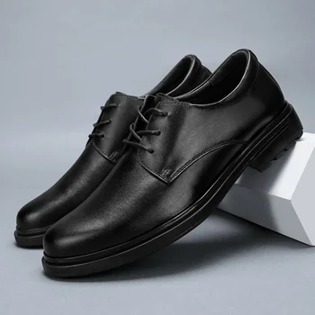 Hakiki Deri Moda Erkek İş Elbise Loafer'lar siyah Ayakkabı Oxford Nefes Resmi Düğün Ayakkabı Büyük Boy 47 48 49 6