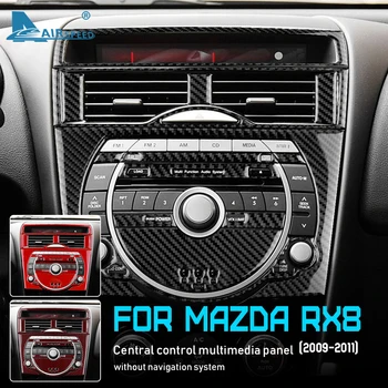 HAVA hızı Karbon Fiber Mazda RX8 2009-2011 Aksesuarları İç Trim Araba Merkezi Kontrol AC CD Paneli Konsol Çerçeve Sticker