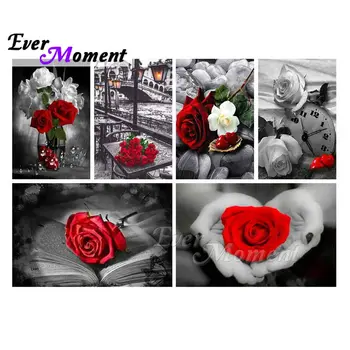 Hiç Moment Elmas Boyama DİY Gül Kalp Kırmızı Çiçek Tam Kare Reçine Elmas Nakış Mozaik Sanat Hediye Taklidi ASF2083
