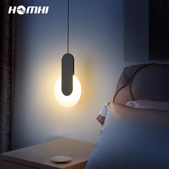 Homhi Modern başucu avize Minimalist yatak odası halat kolye asılı ışık iskandinav tarzı tasarımcı lambaları HPD-062