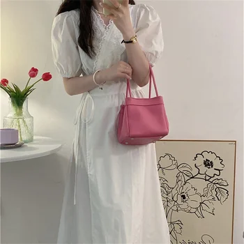 HziriP S-L Beyaz Elbise İnce Tatlı Kadın Kısa Kollu Moda OL V Yaka 2022 Dantel Yaz Ofis Giyim Bayan Zarif Sıcak Günlük 19