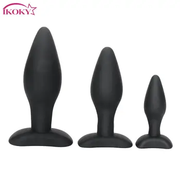 IKOKY 3 adet/takım prostat masaj aleti Siyah Yetişkin Ürünleri Anal Plug Seks Oyuncakları Erkekler Kadınlar için Eşcinsel Butt Plug Anal Eğitmen S / M / L 5