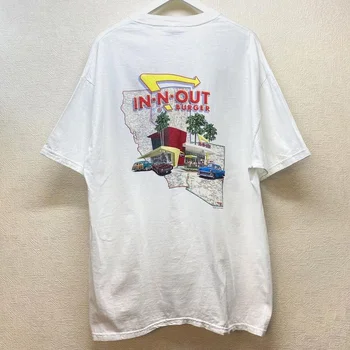 IN-N-OUT Burger Vintage Retro Trend T Shirt Kadın Erkek Kısa kollu Hip-Hop Kızarmış Sokak T-shirt 12