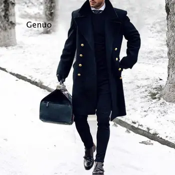 Ingiltere Tarzı Kış trençkotlar Erkekler Rahat Ince Kruvaze Sıcak Erkek Ceket Uzun Kollu Büyük Boy Erkek Palto 16