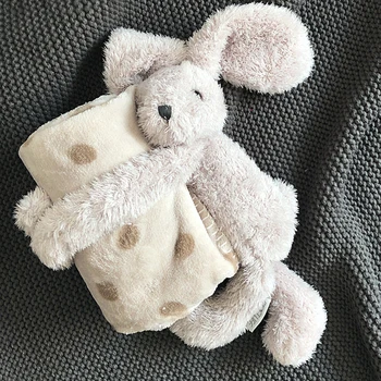 INS İskandinav Peluş Tavşan Koyun Yatıştırıcı Bebek Çok Amaçlı Battaniye Yastık Doldurulmuş Hayvan Oyuncak Sevimli Klima Ev Odası Dekor 23