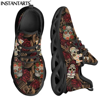 INSTANTARTS platform ayakkabılar Kadın için Lüks Tasarım Gotik Kafatası Aşınmaya dayanıklı Basketbol Sneakers Eğlence Sokak Tarzı Ayakkabı 16