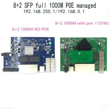 IP Yönetimi 8-port 10/100/1000 Mbps PoE Ethernet anahtar modülü Yönetilen anahtar modülü ile 2 Gigabit SFP Yuvaları gigabit anahtarı 9