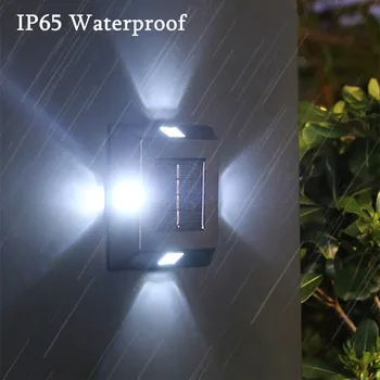 IP65 Su Geçirmez güneş enerjili LED sokak lambası Açık Avlu Lambası yukarı Ve aşağı ışık Sokak Lambaları Güneş çit Duvar Lambası Bahçe Dekorasyon 4