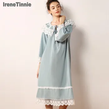 Irene Tinnie Prenses Tarzı Gecelik Pijama Kadın Vintage Gecelik Kızlar Seksi Tatlı Uyku Elbise Sevimli Dantel Ev Giyim