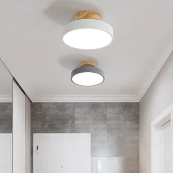 Iskandinav Ahşap Led tavan lambası fikstürü Modern Kapalı Koridor Aisel Küçük Aydınlatma Armatürü yatak odası Yuvarlak Lamba Akrilik Ev Dekor 21